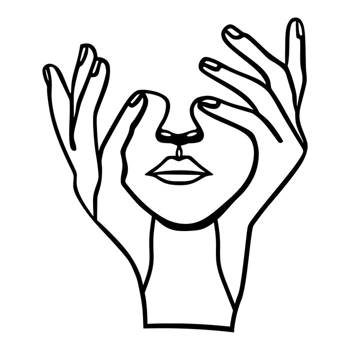Wallity Hand Face Escultura de Pared de Metal Negra